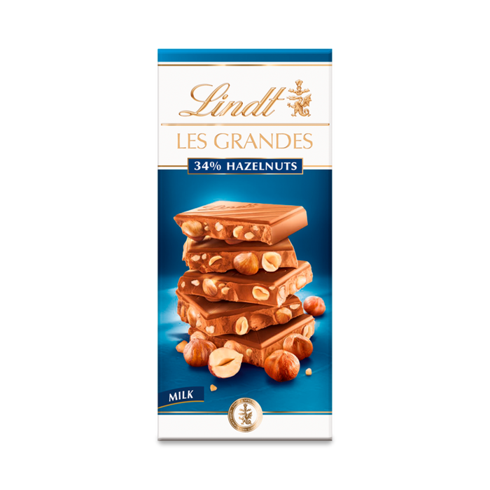 Lindt Les Grandes Milk Chocolate Hazelnuts 150g