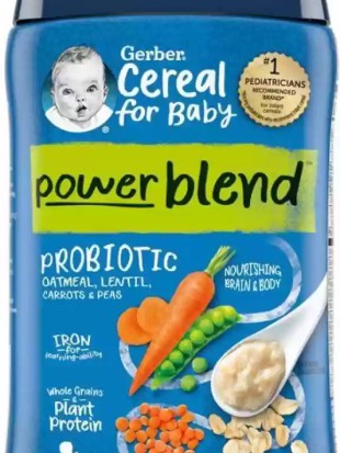 Gerber PowerBlend Probiotic Cereal Oatmeal Lentil Carrot Peas Baby Cereal 227g