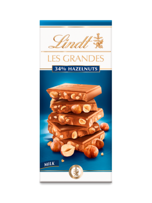 Lindt Les Grandes Milk Chocolate Hazelnuts 150g