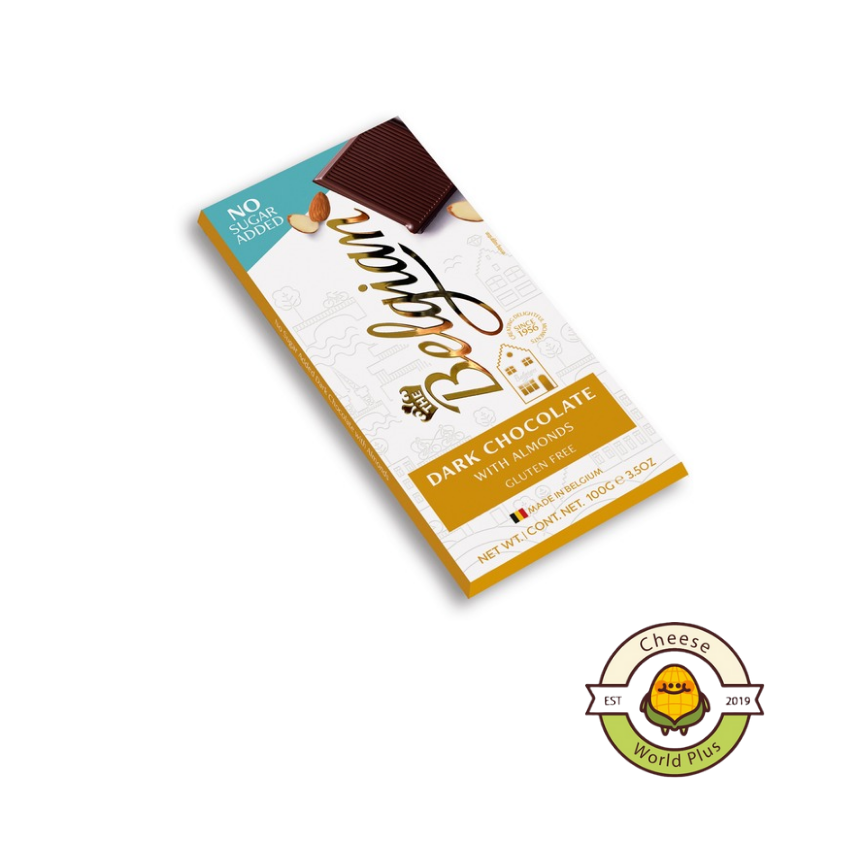 Belgian No Sugar Added Dark with Almonds Chocolate Bar 100g